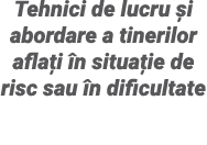 Tehnici de lucru și abordare a tinerilor aflați în situație de risc sau în dificultate
